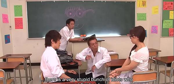  Attractive Japanese schoolgirl Kirioka Azusa gangbanged by horny fuck boys